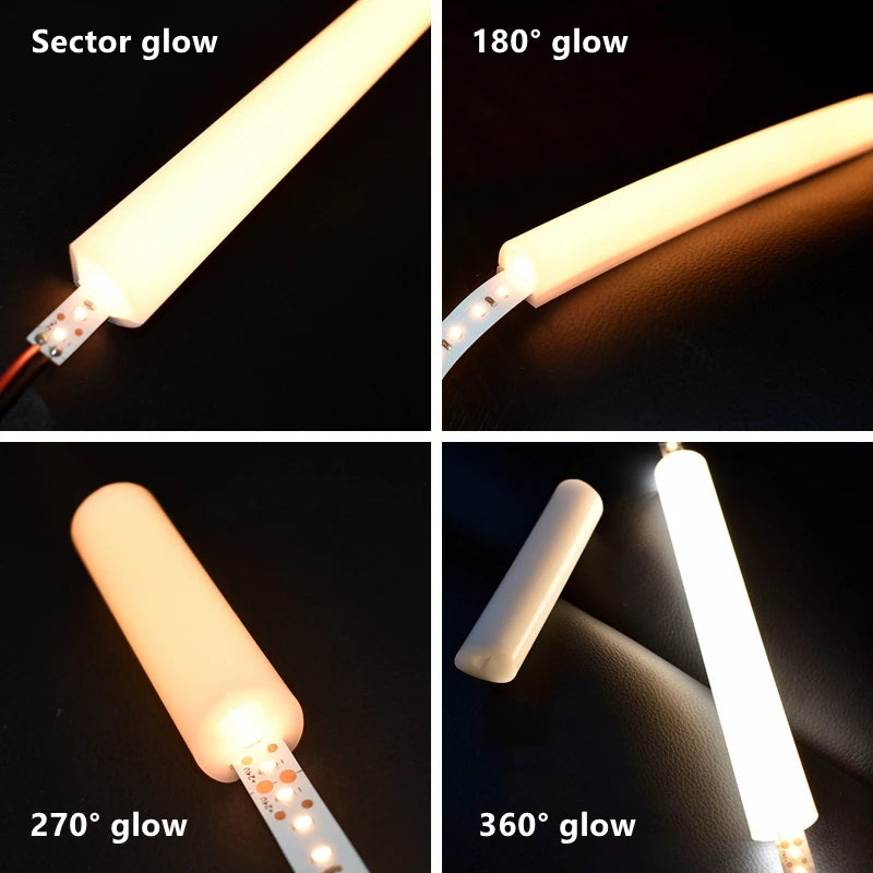 Round Flexible Silicone Strip Light 360 Degree Glowing IP65 Outdoor LED Soft Neon Tube Tape Lamp DIY Minimalist Linear Lighting