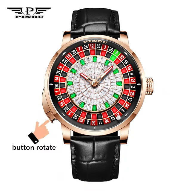 Mechanical Watches Pro Men's PINDU Watch NH35A Movement Sapphire Glass Waterproof Button Design Wristwatch Russian Roulette