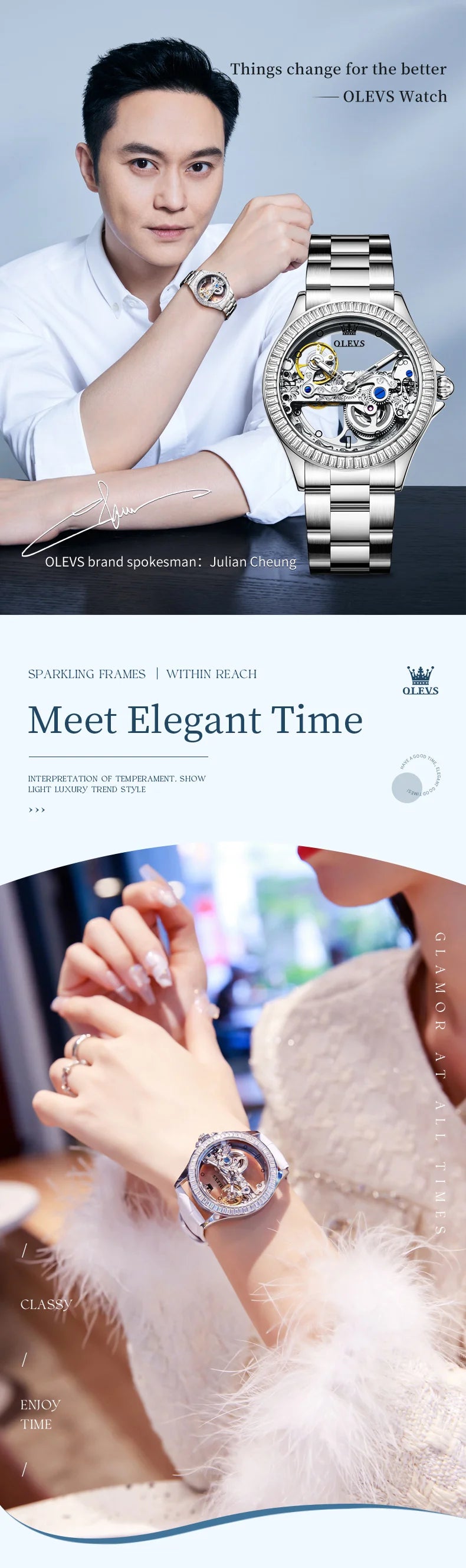 OLEVS 6699 Fully Hollow Women Mechanical Watch Luxury Flywheel Diamond bezel Brand Top Watch Women Automatic Watch Reloj Mujer