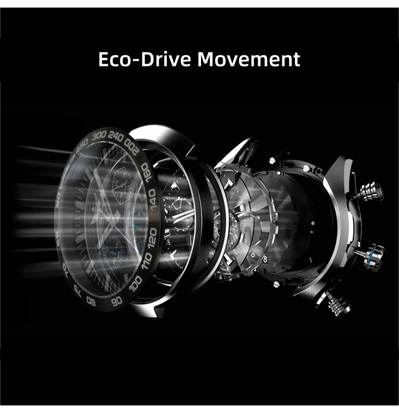 Yelang Watch 44mm V1215 Men Sports Watch Japan Eco-Drive VR42 Solar Diving Watch 100m Waterproof 10Bar Luminous watches for men