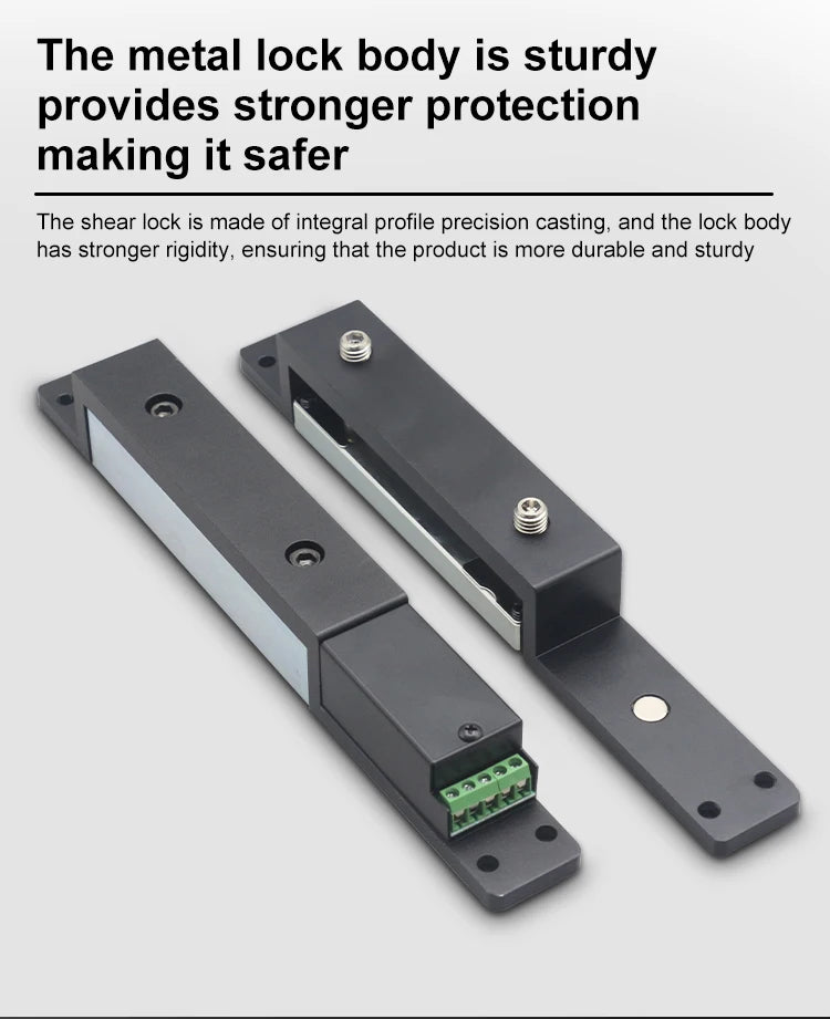 12/24V Magnetic Shear Lock 1200Kg Smart Electric Lock Door Access Control System NO NC COM Door Contact Signal Output Time Delay