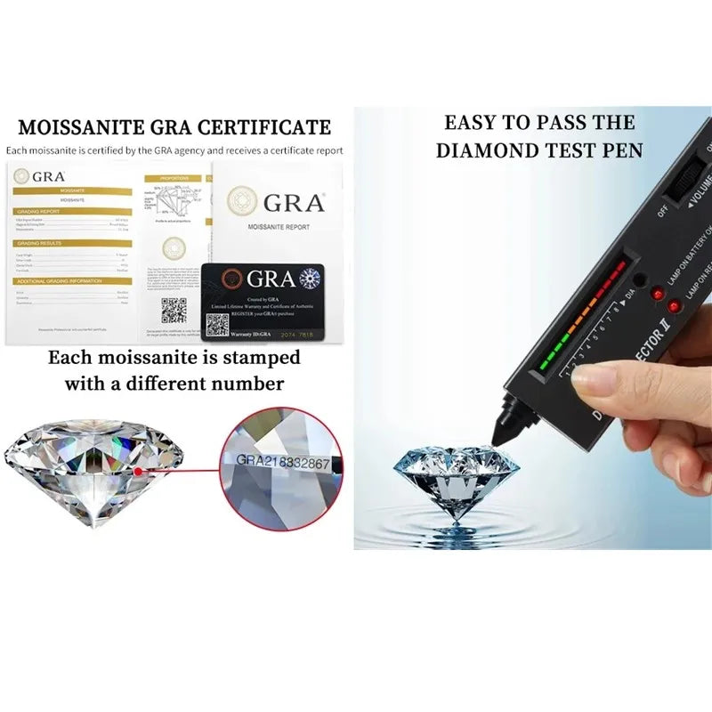 Lonian&C 5 Carat Luxury Moissanite Ring D Color 11mm Lab Diamond 925 Sterling Silver Wedding Promise Rings for Women Jewelry