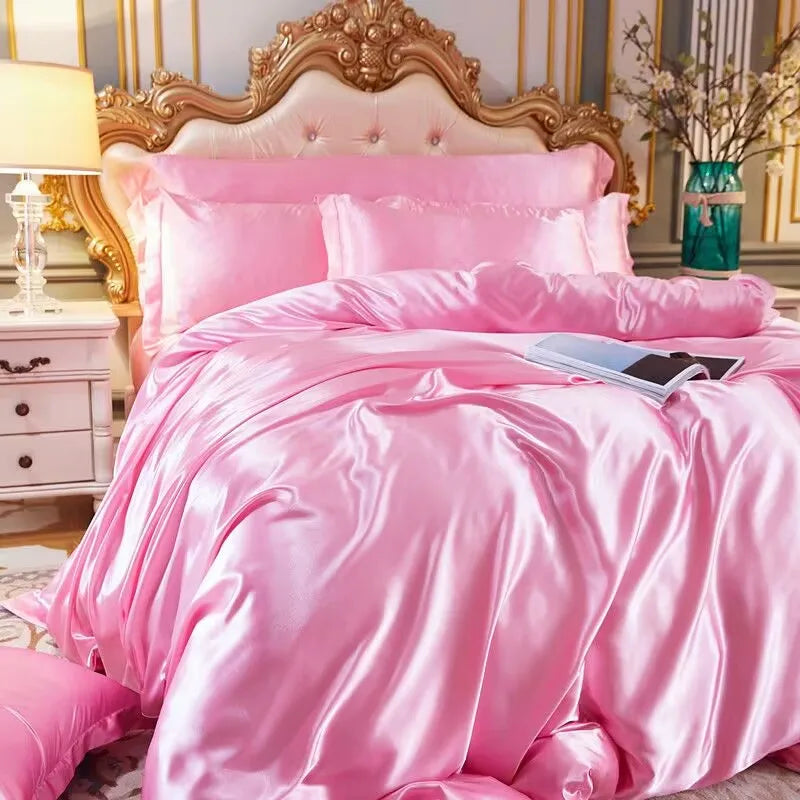Mulberry Silky-blending Fabric Bedding Set High-end Silky Queen Size Duvet Cover Set with Fitted Sheet Luxury Bedding Sets King