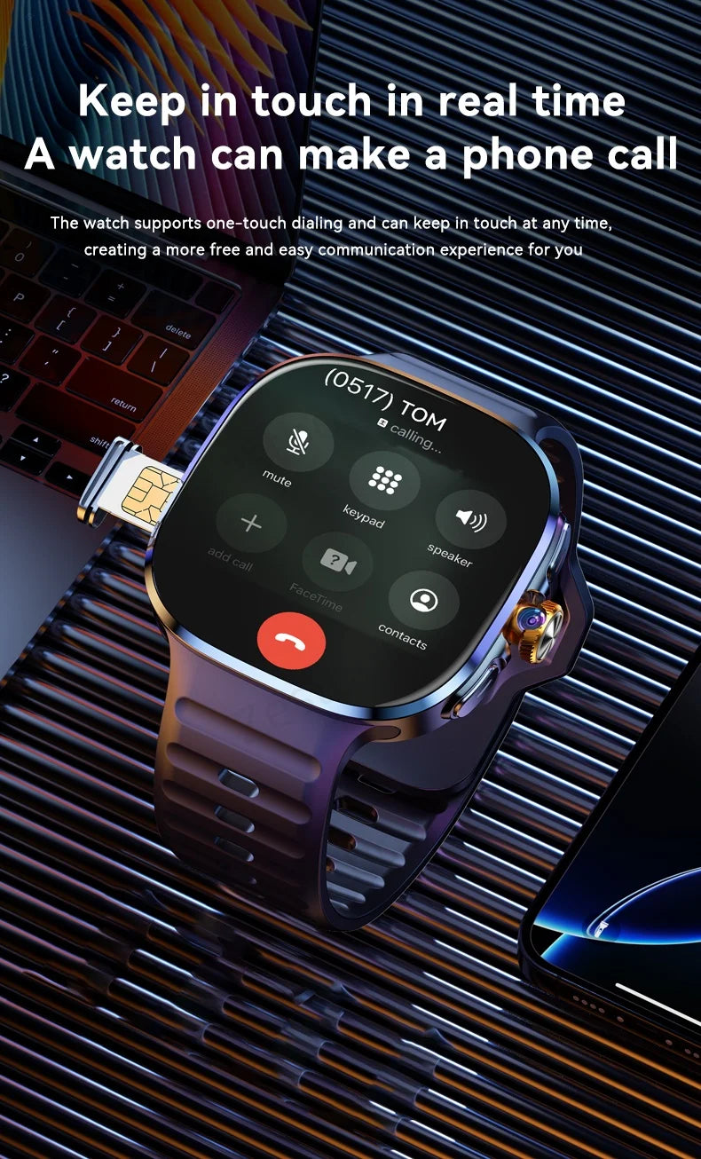Original M99 Smartwatch 2.4 inch Amoled Screen insert 4G/5G Sim Card GPS WIFI 190° Rotating Camera Game Android 10.0 Smart Watch
