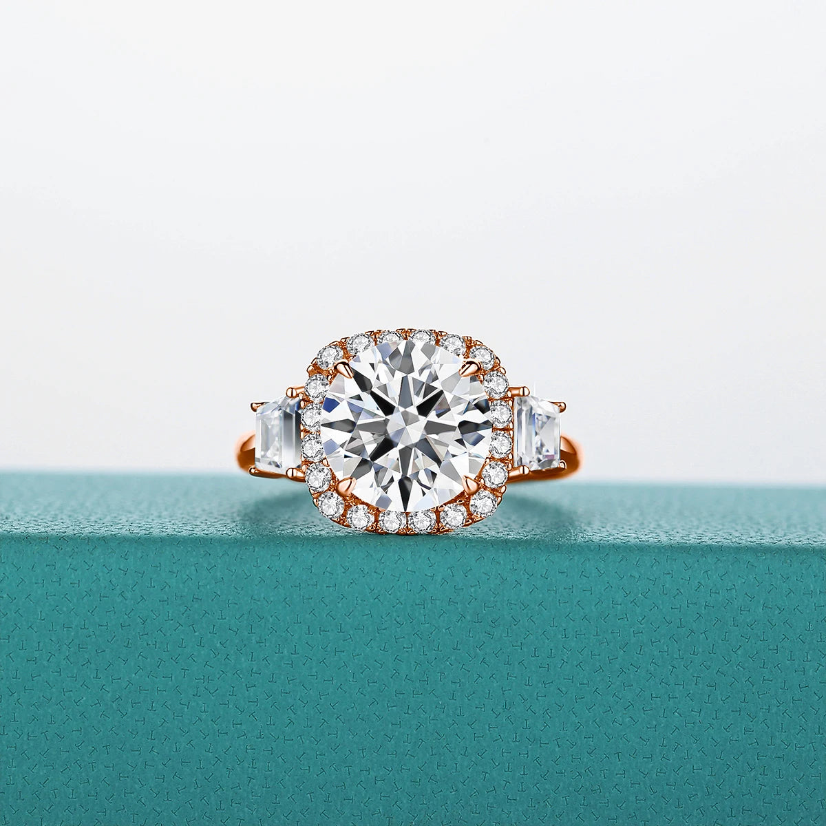 Luxury Round Cut 3.5CT Moissanite Ring for Women D VVS1 Synthetic Diamond Real S925 Silver Engagement Wedding Jewelry Pass Test