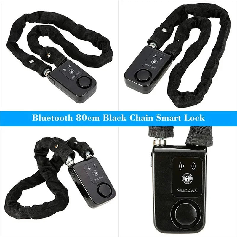 Bluetooth Smart Chain Lock Keyless Lock For Bike/Motorcycle Gate/Door With Anti Theft Alarm 110Db Phone APP Contro
