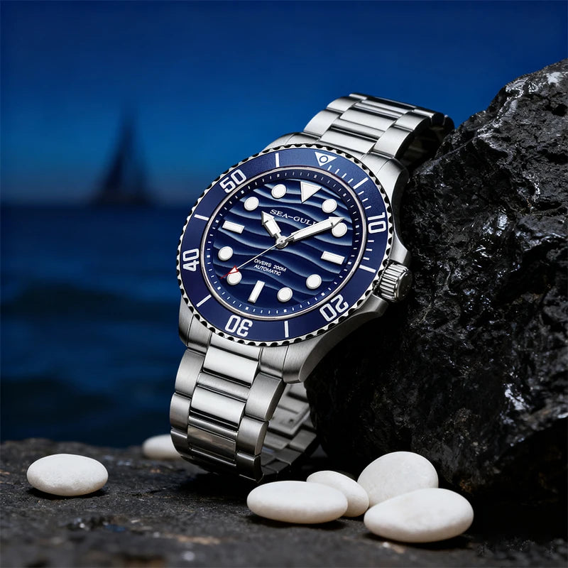 Seagull Automatic Man Watch Ocean Series 200M Waterproof Luminous Sapphire Crystal  Fashion Diving Mechanical Wristwatches 6203