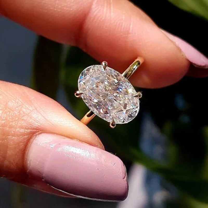 Oval Cut 925 Sterling Silver 1-3ct Moissanite Engagement Solitaire Ring for Woman Gold Plated Anniversary Gifts with Certificate