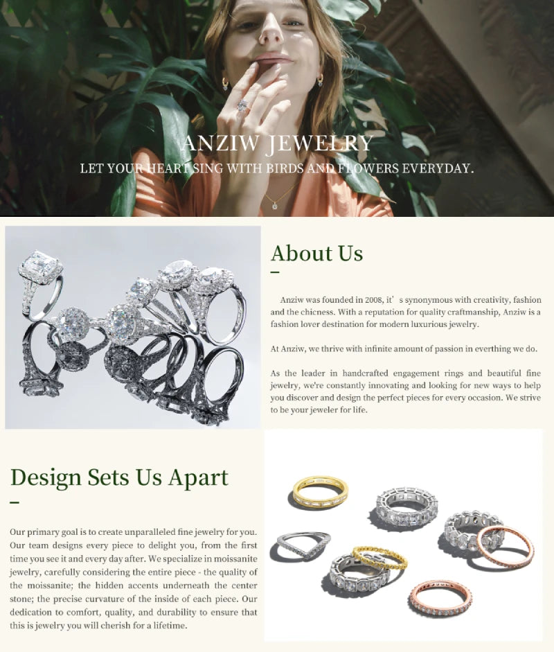 Anziw New 4mm Moissanite Hoops Luxury Eternity Diamond Earrings Solid Silver 925 18K White Gold Plated Jewelry for Women Gifts