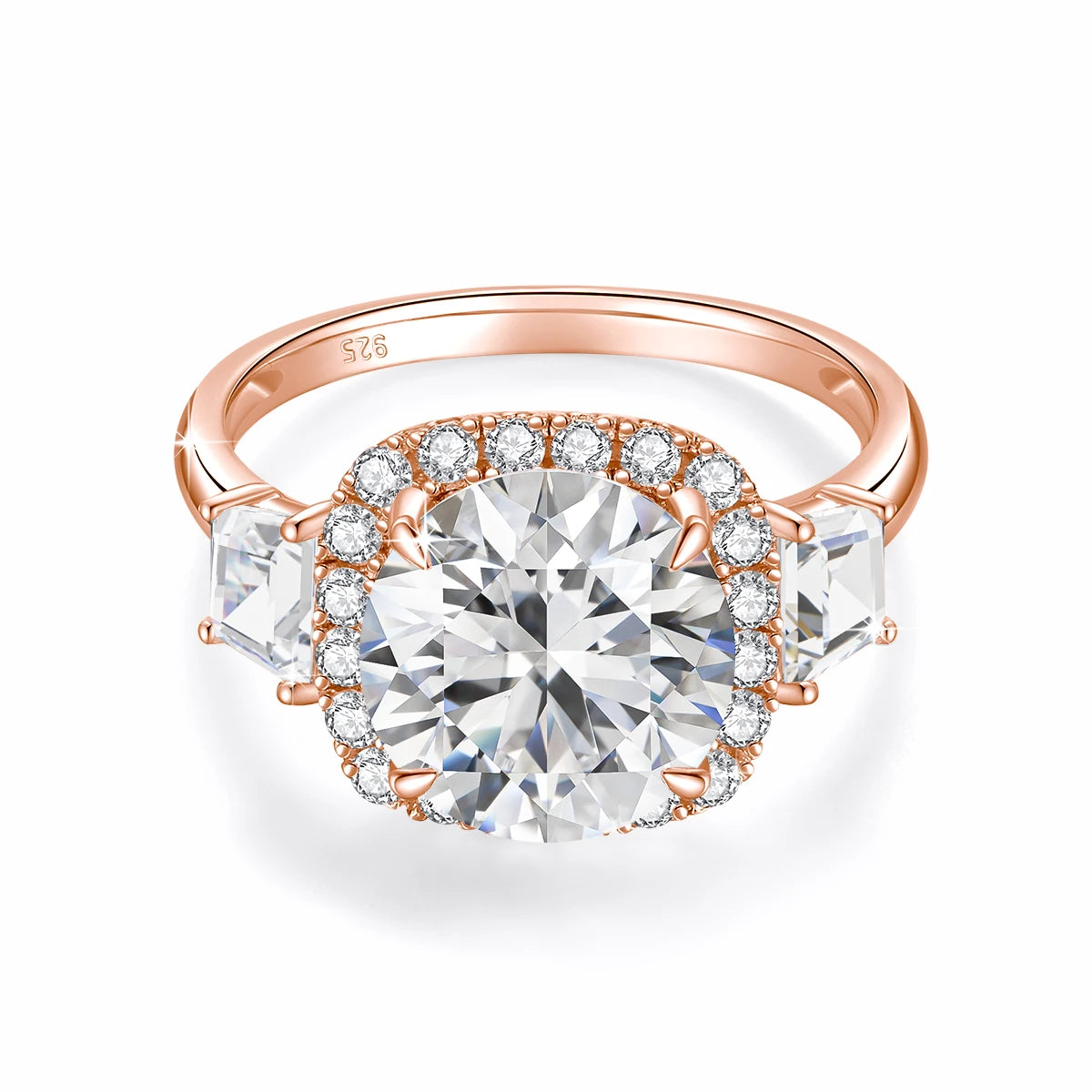 Luxury Round Cut 3.5CT Moissanite Ring for Women D VVS1 Synthetic Diamond Real S925 Silver Engagement Wedding Jewelry Pass Test