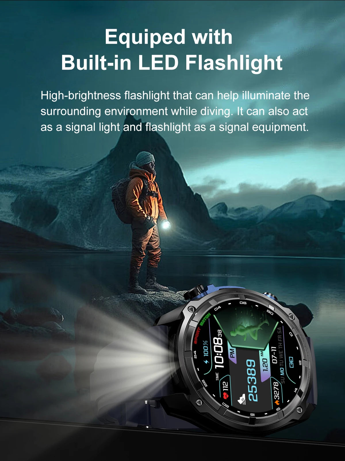 2025 New Military GPS Sports Smartwatches Men 5ATM Waterproof Fitness Tracker 4GB Memory Offline Maps 860Mah Battery Smart Watch