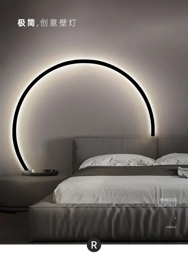 Nordic Minimalist Circle Background LED Wall Lamp Modern livingroom sofa wall lights Hotel Hall Bedside Sconces Light Home decor