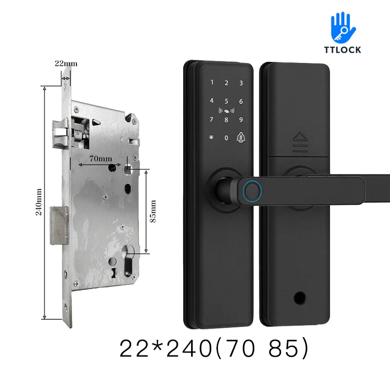 2025 Smart Door Lock With Bluetooth-compatible TTLock APP Digital Electronic Lock Smart Home Wooden Door Lock Fingerprint