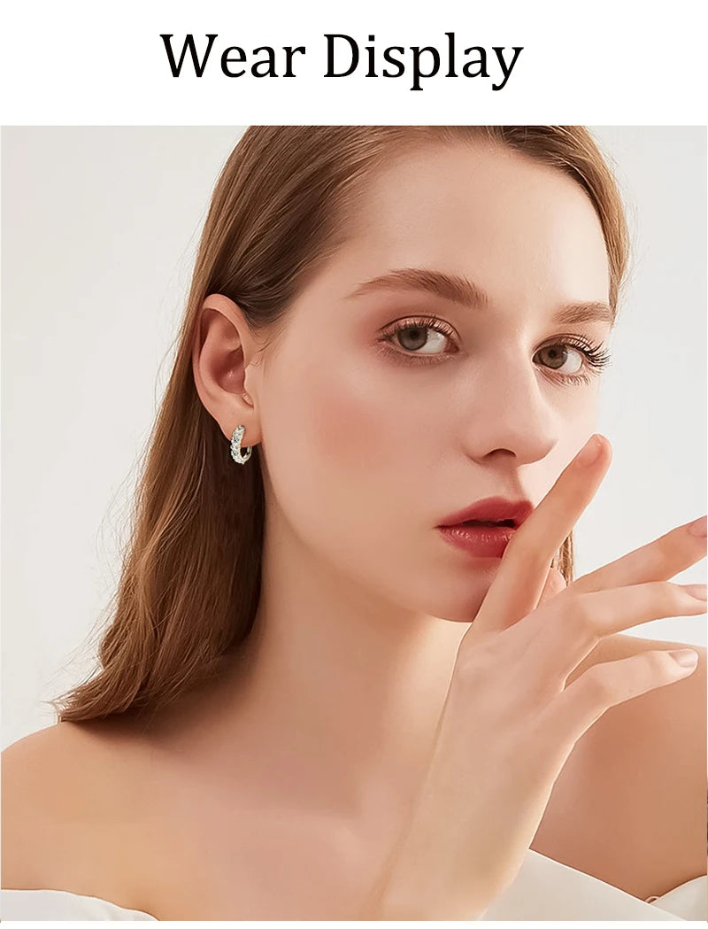 Women's Luxury Full Moisanite Diamond Hoop Earrings 4mm&2mm D Color VVS1 2.76cttw 100% 925 Sterling Silver Hoops Earrings