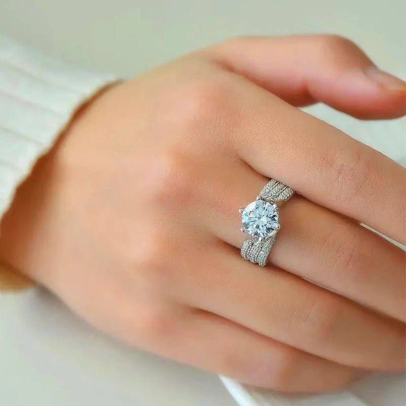 TBCYD 5CT D Color Moissanite Diamond Solitaire Ring For Women 925 Sterling Silver Plated 18k Luxury Wedding Band Party Jewelry