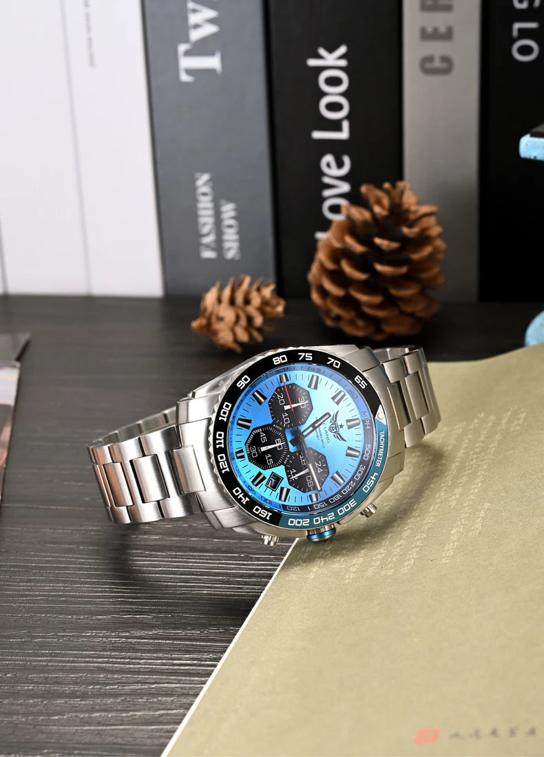 Yelang Watch 44mm V1215 Men Sports Watch Japan Eco-Drive VR42 Solar Diving Watch 100m Waterproof 10Bar Luminous watches for men