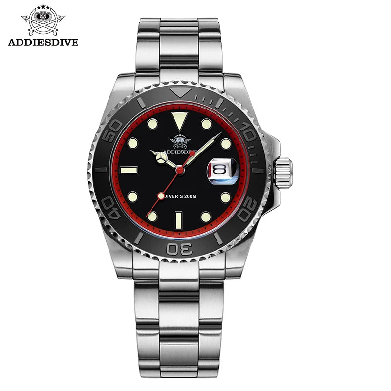 ADDIESDIVE 41mm Japan2115 Men's Quartz Watch 200m Waterproof Wristwatch BGW9 Luminous Ceramic Bezel 316 Steel Man Luxury Watches