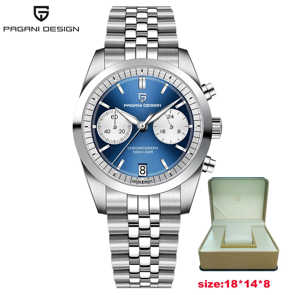 PAGANI DESIGN Fashion Men's Quartz Wristwatches PD1775 Sapphire Glass Stainless steel strap VK64 Movement watch for men