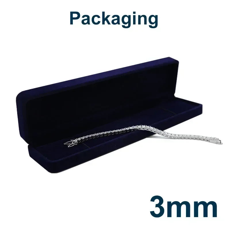 NeeTim 3mm 4mm Moissanite Tennis Bracelets 925 Sterling Silver Full Diamond with Gold Plated Bracelet Fine Jewelry for Women Men