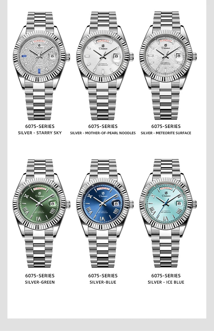 Dulunwe Datejusts Mechanical  Movement Watches For Men Automatic Mechanical Watches Calendar Waterproof Men Watch