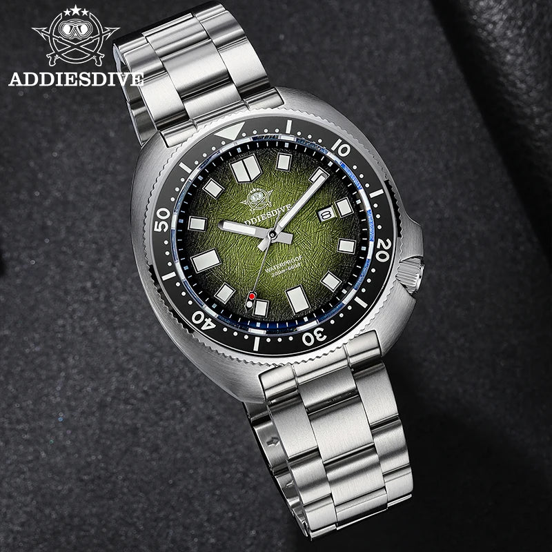 ADDIESDIVE Quartz Watches For Men Stainless Steel Sapphire Glass Male Clock Super Luminous 20Bar Waterproof Diving Watch AD2511