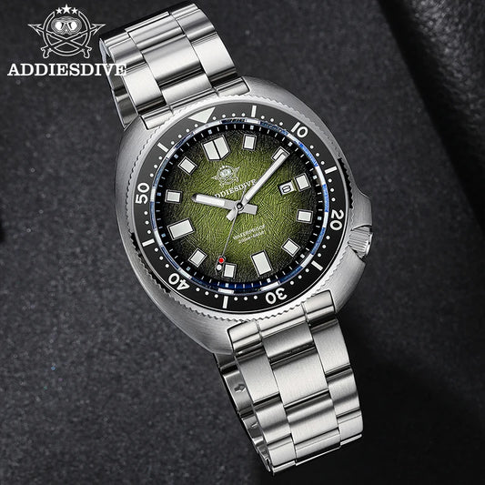 ADDIESDIVE Quartz Watches For Men Stainless Steel Sapphire Glass Male Clock Super Luminous 20Bar Waterproof Diving Watch AD2511