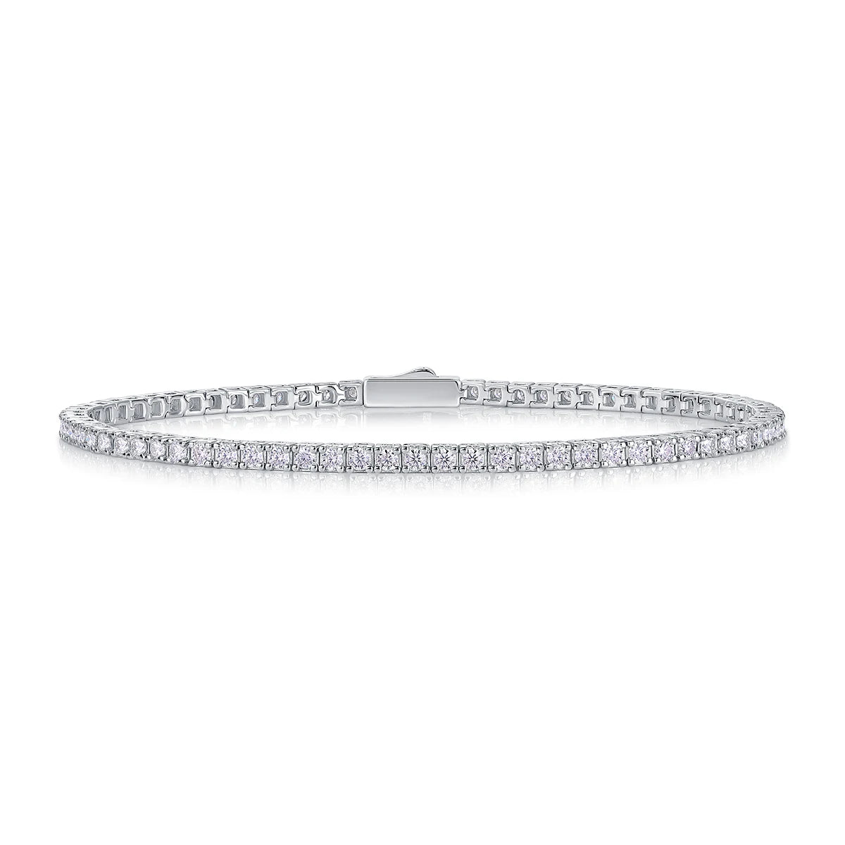 JIUZUAN S925 Sterling Silver Moissanite Tennis Bracelet for Women Simple Row Design Elegant Sparkling Jewelry for Daily Wear