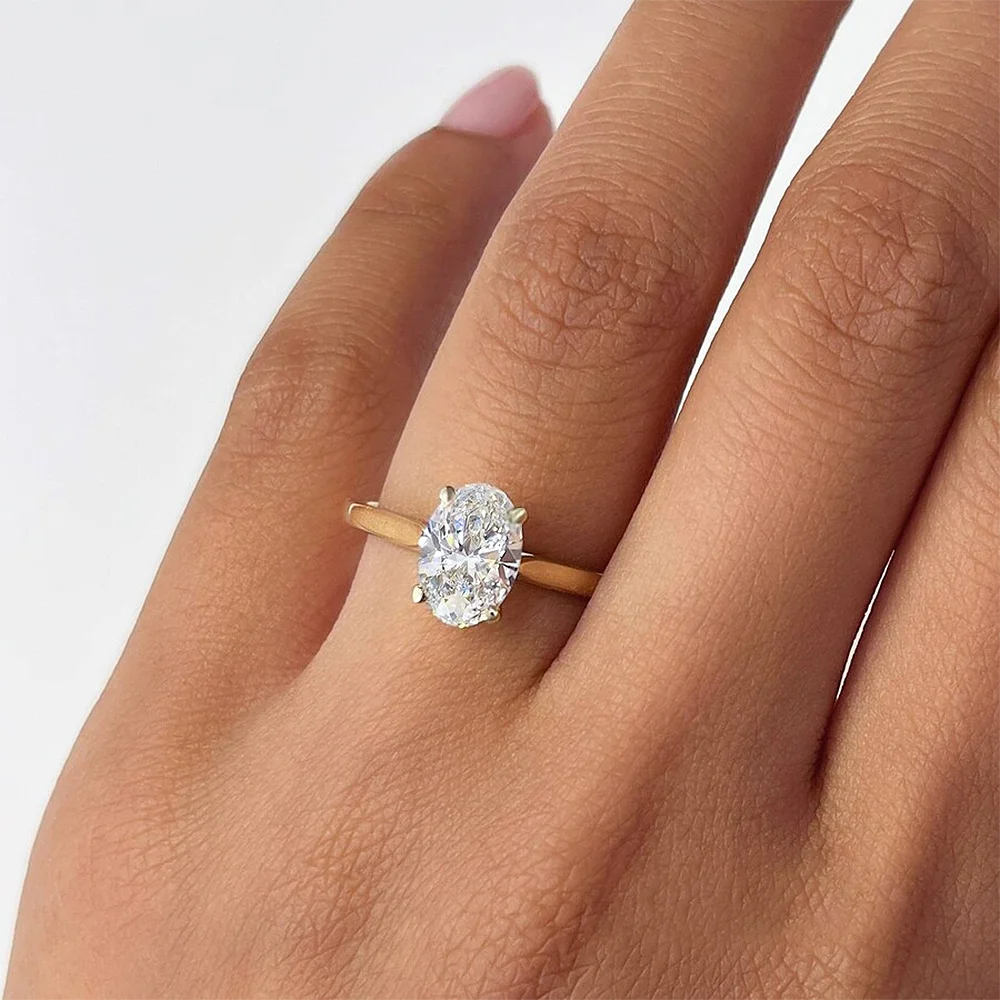 1/2/3 Carat Oval Cut Moissanite Engagement Rings for Women  Certified 925 Sterling Silver Solitaire Lab Diamond Wedding Band