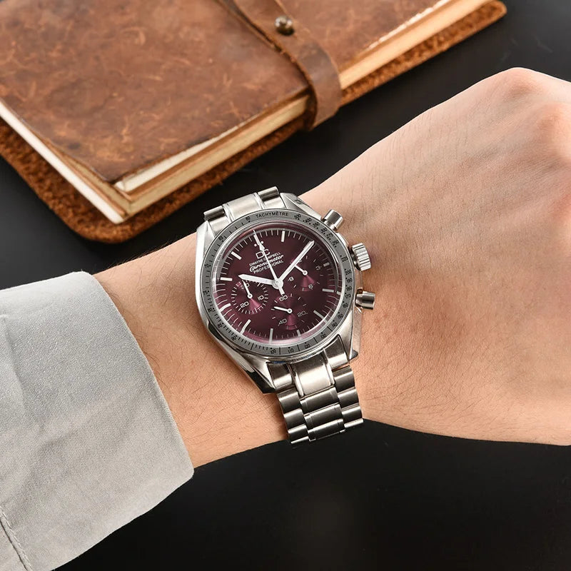 For VK63 Customized Logo Watch 40mm Waterproof Chronograph Men Moon Quartz Watches Modified By Speed Master Custom Wristwatches