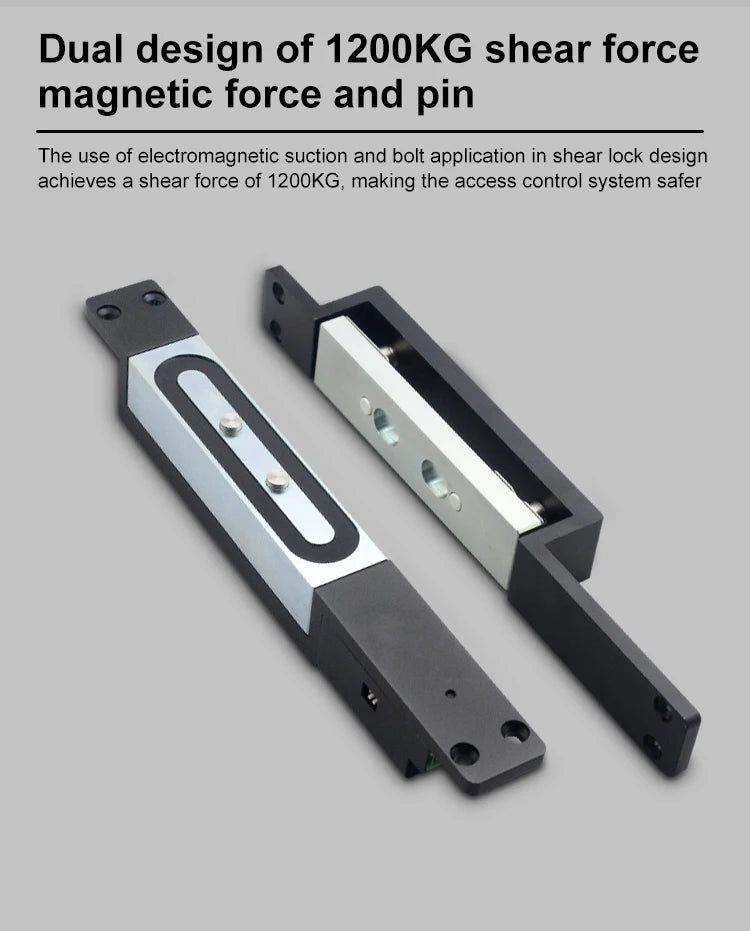 12/24V Magnetic Shear Lock 1200Kg Smart Electric Lock Door Access Control System NO NC COM Door Contact Signal Output Time Delay