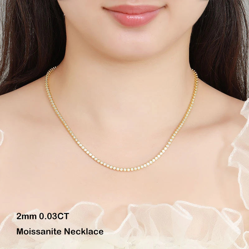 EWYA Sparkling 0.1ct 3mm Moissanite Tennis Bracelet with GRA for Women Party Fine Jewelry S925 Sterling Silver Diamond Bracelets