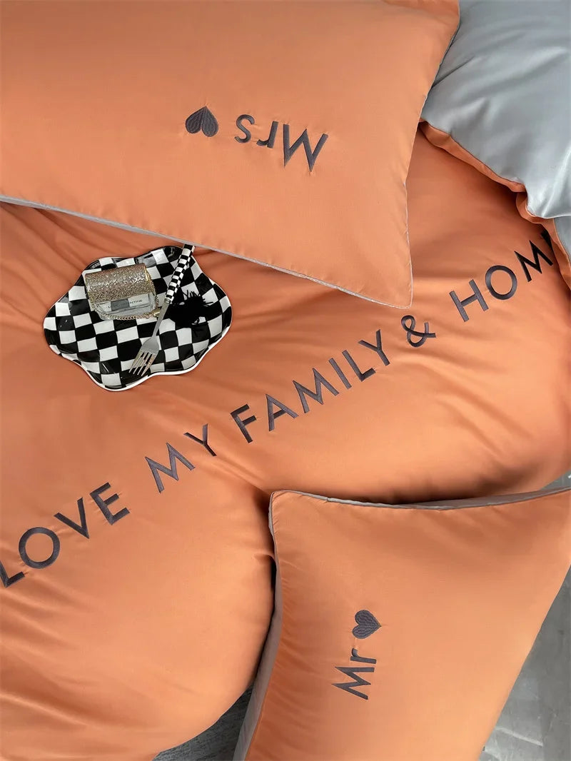 Luxury Nordic Egyptian Cotton Bedding Set King Queen Double Twin Size with Sheet Duvet Cover Pillowcase 1/2 People Bedroom Decor