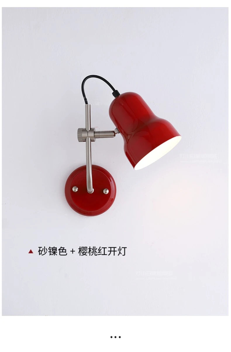 Bauhaus Vintge Medieval Red/Orange Wall Lamp LED E27 Iron Art Atmosphere Adjustable Wall Mounted Bedroom Bedside Study Reading