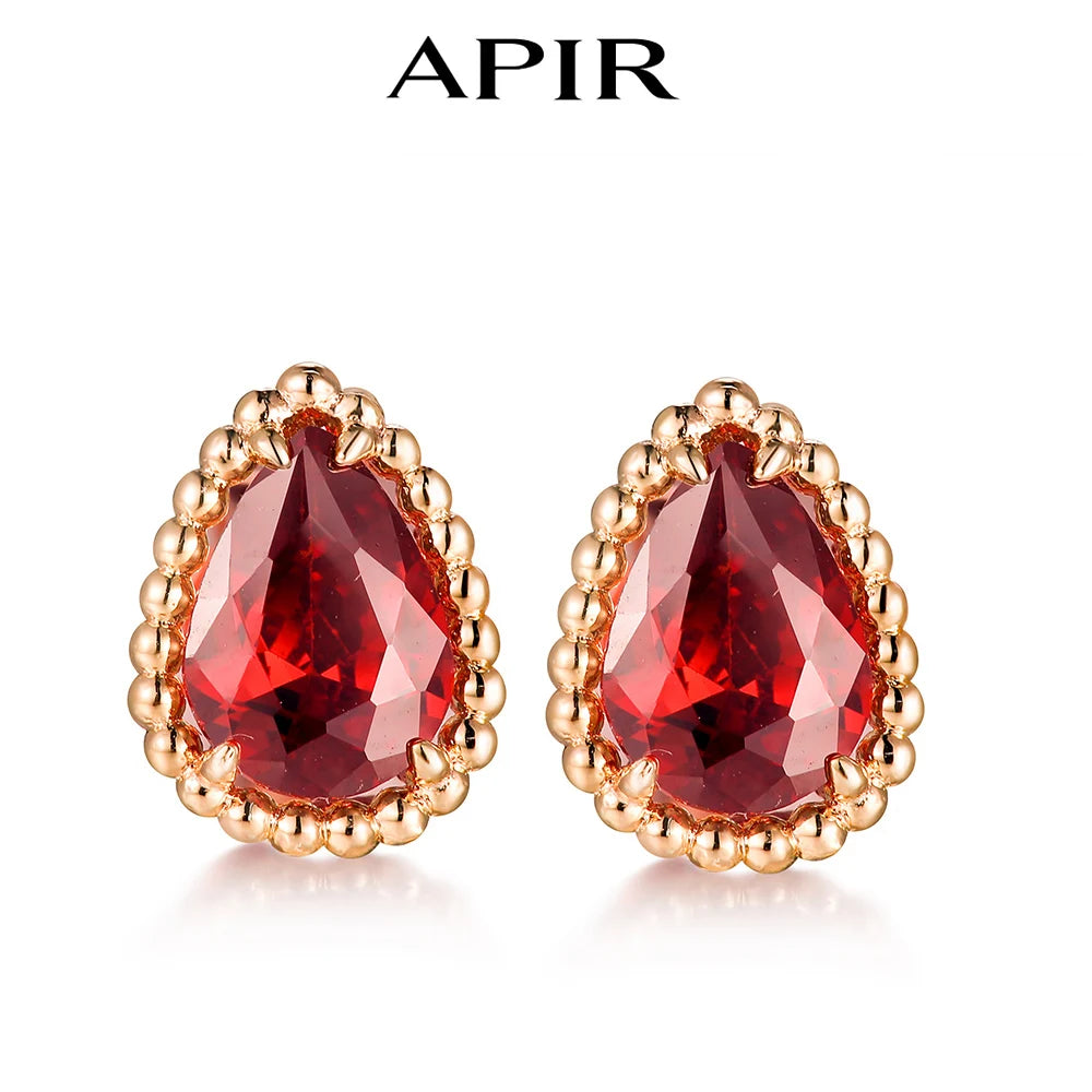 APIR Mother of Pearl Water Drop Earrings Bohemian Style Women's Earrings Chalcedony/Garnet Dangle Earrings Daily Lowest Price