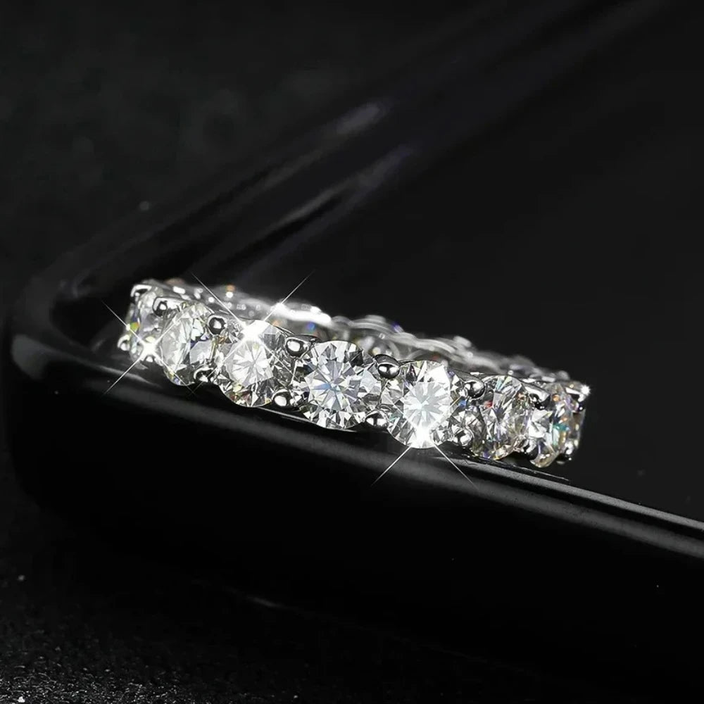 3mm 5mm D Color Moissanite Full Eternity Ring Engagement Wedding Band with GRA 925 Sterling Silver Rings for Women Fine Jewelry
