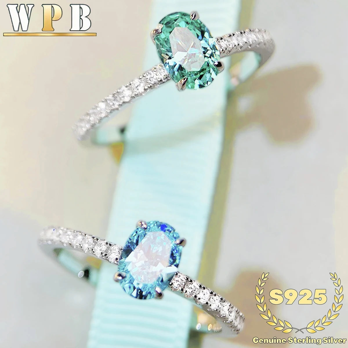 Genuine S925 Sterling Silver Ring 1CT Oval High Carbon Zirconia With CZ Tri-Color Jewelry Wedding Engagement Anniversary Gift