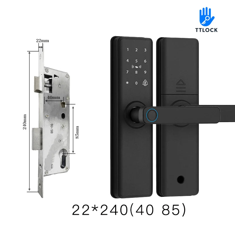 2025 Smart Door Lock With Bluetooth-compatible TTLock APP Digital Electronic Lock Smart Home Wooden Door Lock Fingerprint