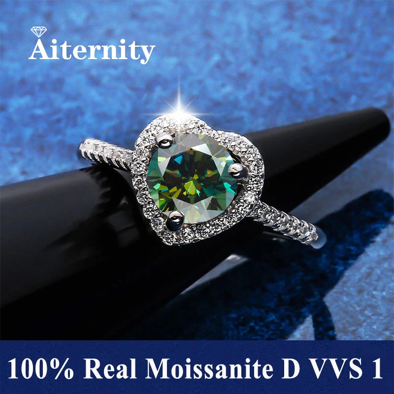 100% Real Moissanite Ring Adjustable Size S925 Sliver D VVS1 Pass Diamond Test Pen GRA Certificate 18K Plating Rings for Women
