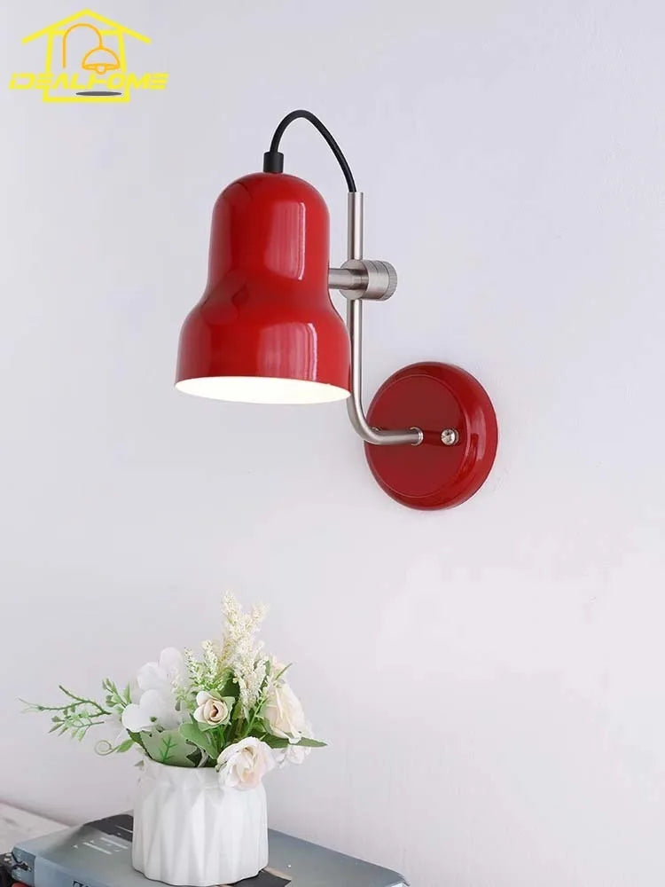 Bauhaus Vintge Medieval Red/Orange Wall Lamp LED E27 Iron Art Atmosphere Adjustable Wall Mounted Bedroom Bedside Study Reading