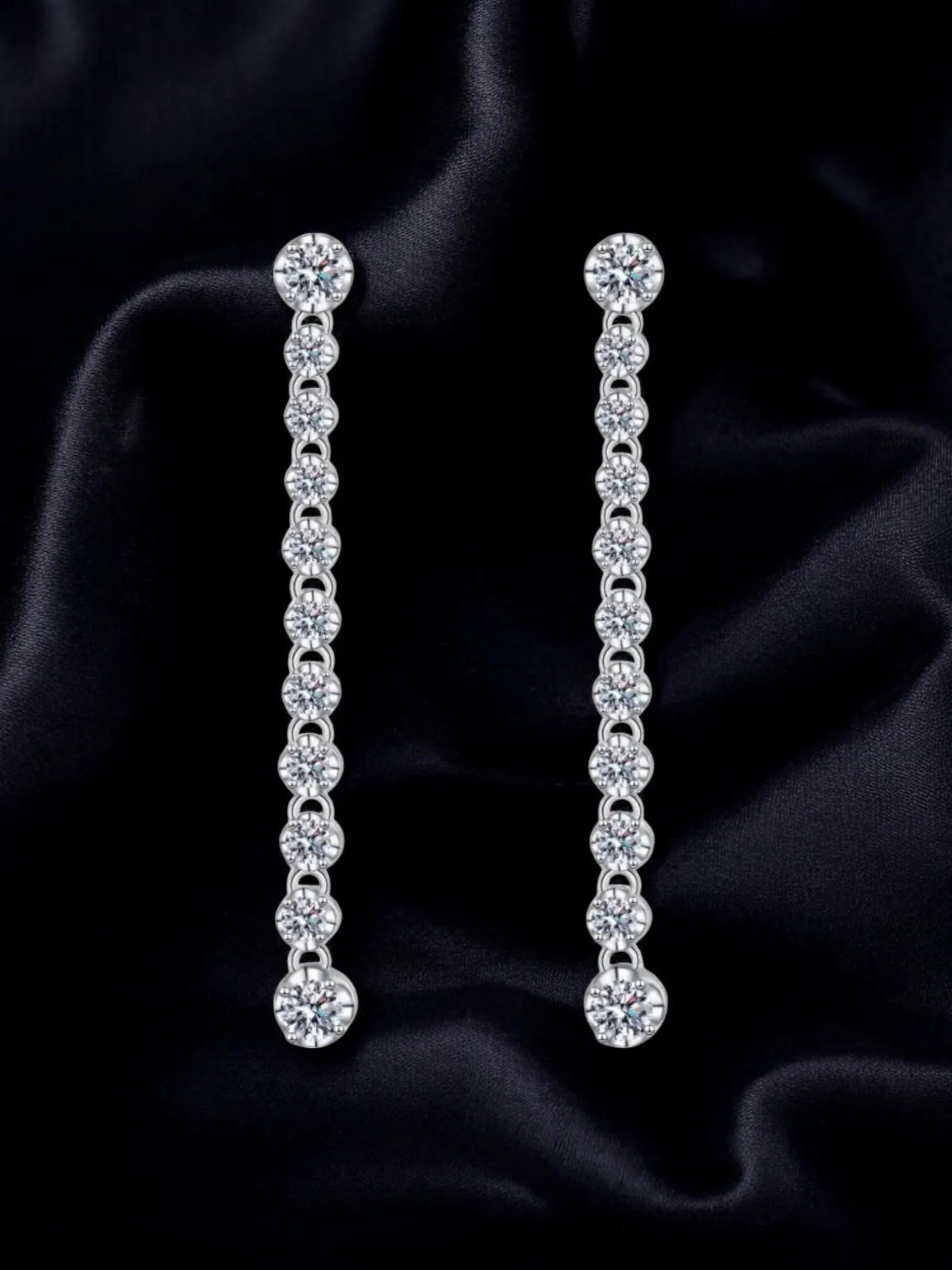 Moissanite 925 Sterling Silver Earrings Fringed Long Row Earrings Engagement Fine Jewelry Light Luxury and High-end Design