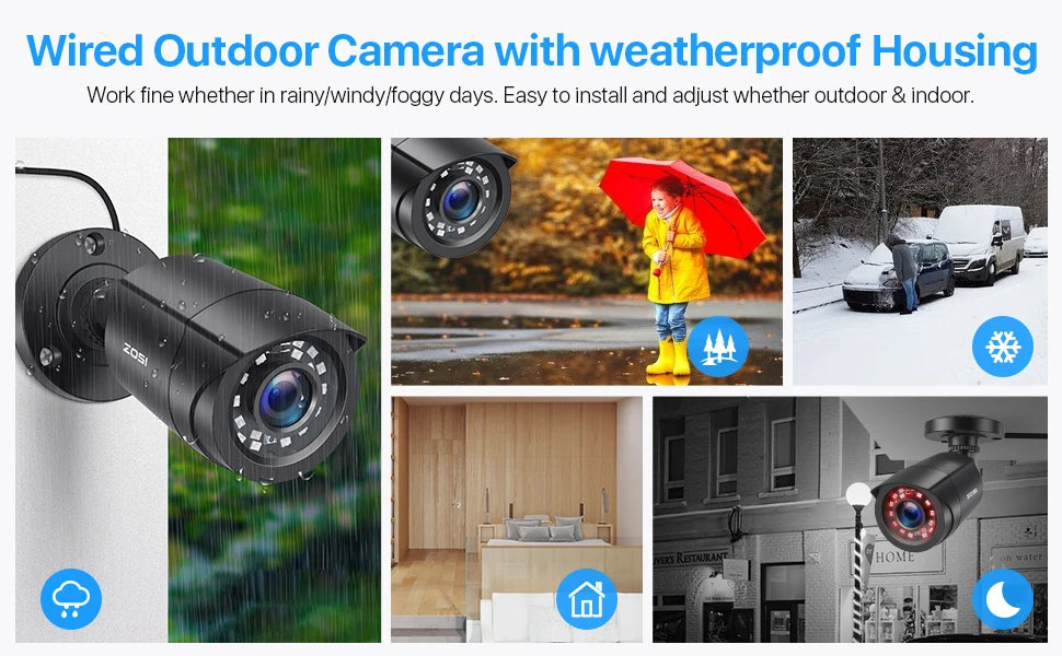 ZOSI 4 Stück/Los 1080p HD-TVI CCTV Überwachungskamera, 24m Nachtsicht, wetterfestes Outdoor Überwachungskamera-Set