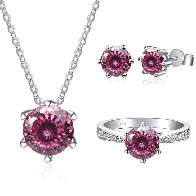 Earrings JoyceJelly Moissanite Jewelry Set With 1CT D Color VVS 3EX moissanite stone pass diamond test Wedding Luxury Fine Jewelry gift