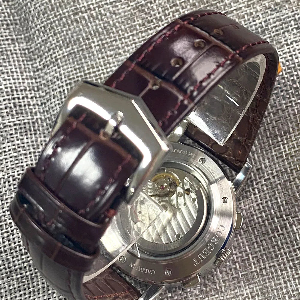 Automatic Watch for Men Multification Date Day Month Year 316L Mechanical Men's Watch Polished Case Day/Night Indicator 42mm