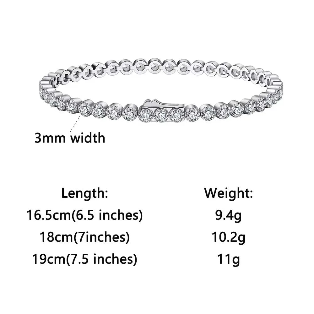 ORSA JEWELS Exquisite 3mm Sapphire Blue Sparkling Tennis Bracelet S925 Sterling Silver Cubic Zirconia Fashion CZ Bracelet SB137