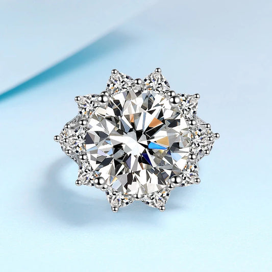 Tezzc 10 Carat Moissanite Ring For Women Oversized Diamond With Certificate 925 Sterling Silver Engagement Wedding Jewelry