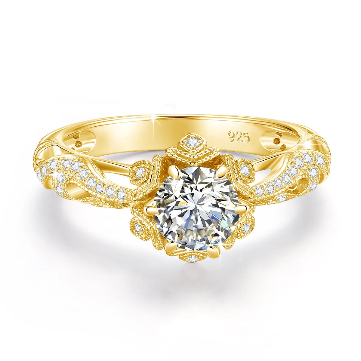 Luxury 18k Gold Plated Women Ring 1ct D vvs1 Moissanite 925 Silver Wedding Band High Quality Engagement Gift Fine Jewelry