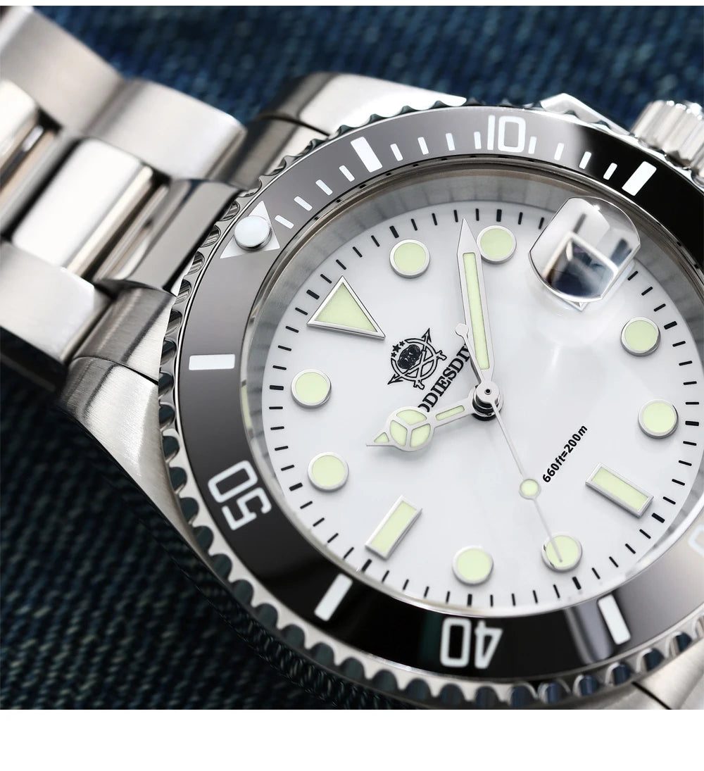 ADDIESDIVE High Quality Luxury Men Quartz Watch 20Bar BGW9 Super Luminous relógio masculino 316L Stainless Steel Dive WristWatch