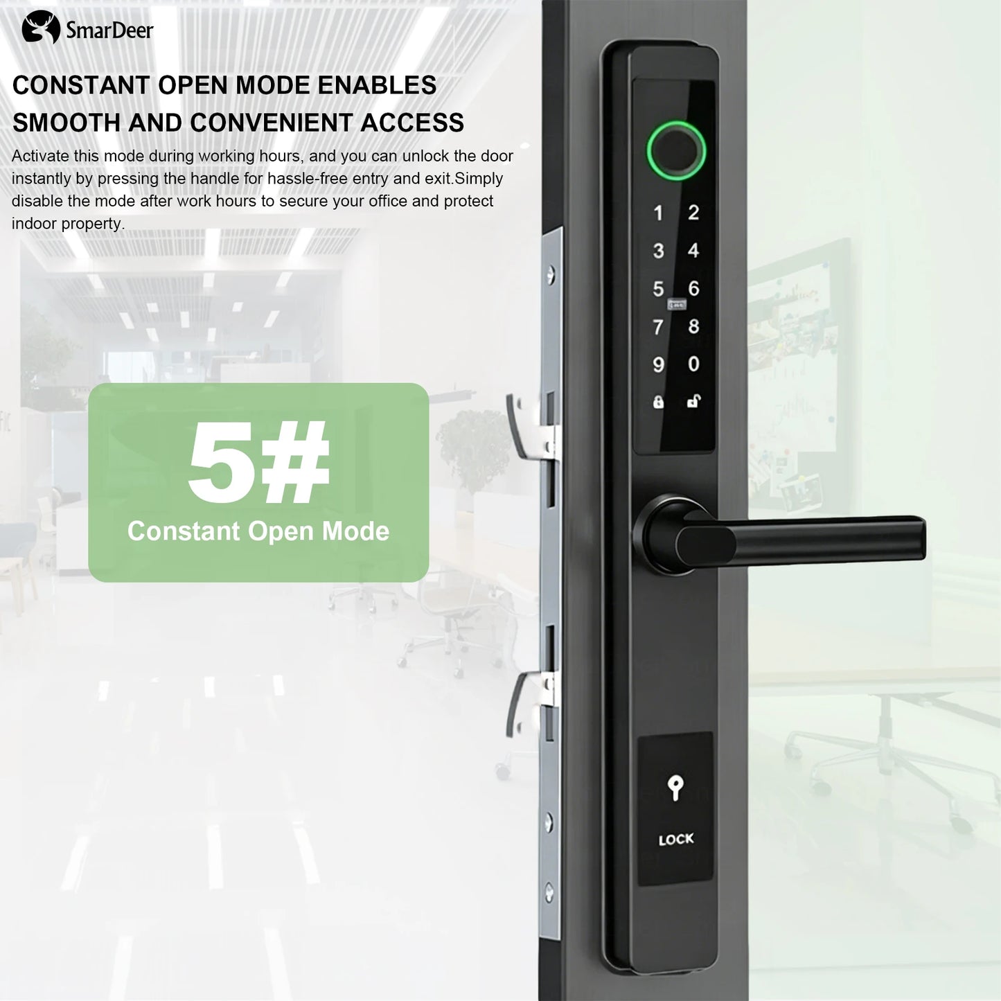 SmarDeer IP65 Waterproof Sliding Door Smart Lock，Tuya WiFi Broken Bridge Aluminum Sliding Door  Fingerprint Lock