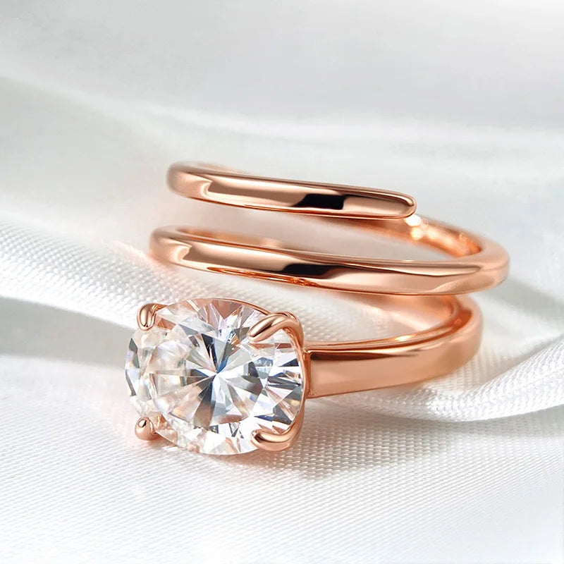 Smyoue 1CT-3CT Certified 14K Plated Moissanite Solitaire Ring Women Wedding Lab Diamond Band Pure 925 Silver 100% Shani Abergel