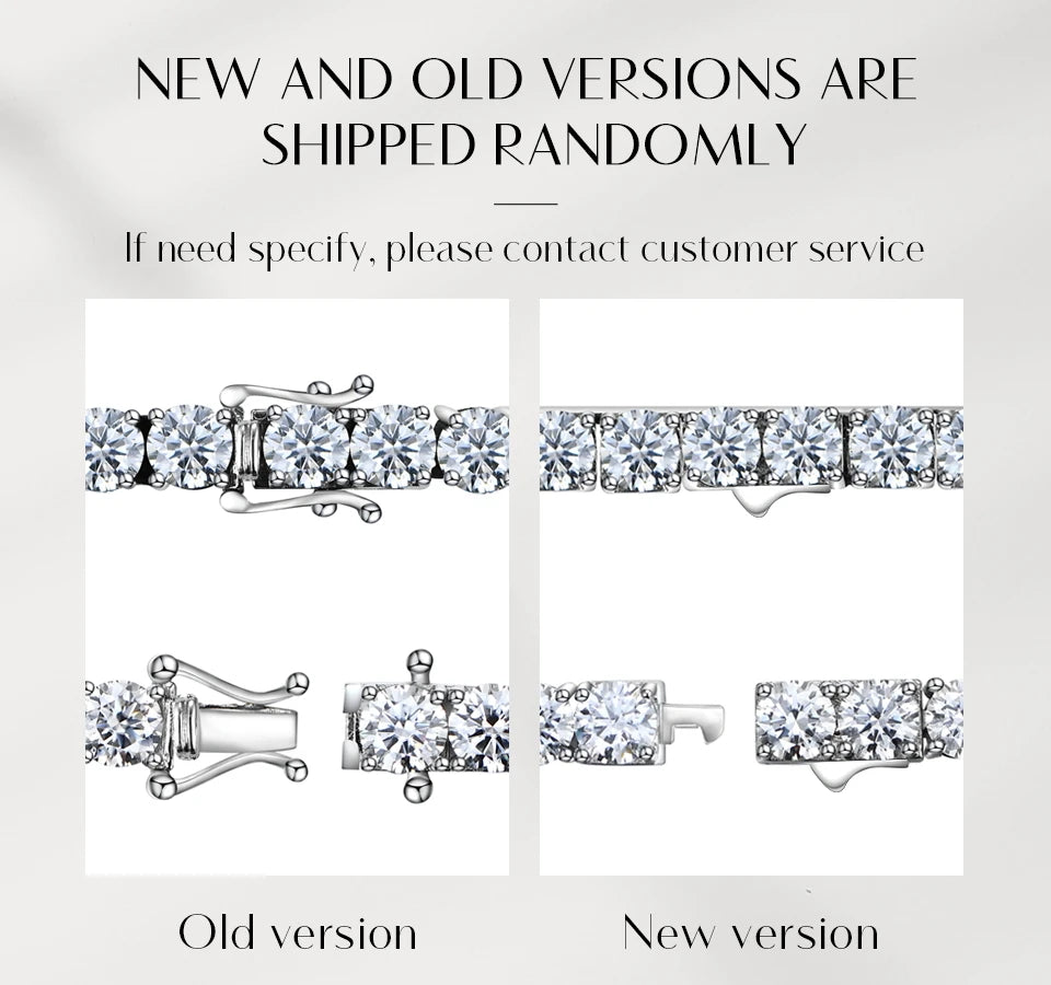 ATTAGEMS 4.0mm 5.0mm DVVS1 Pass Diamond Test Round Cut Moissanite Tennis Bracelet White Gold Plated 925 Silver Jewelry for Women